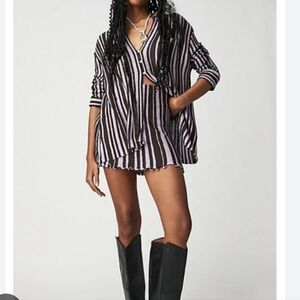 Free People Black and White Striped Tunic